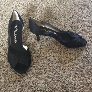 Nina black open-toe heel